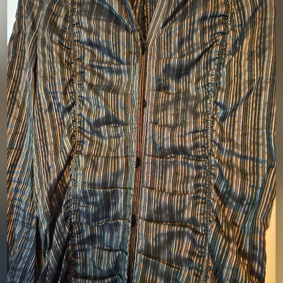 Vintage Lady Dutch High Society Ruched Button Up Long Sleeve Top size L - Picture 8 of 8